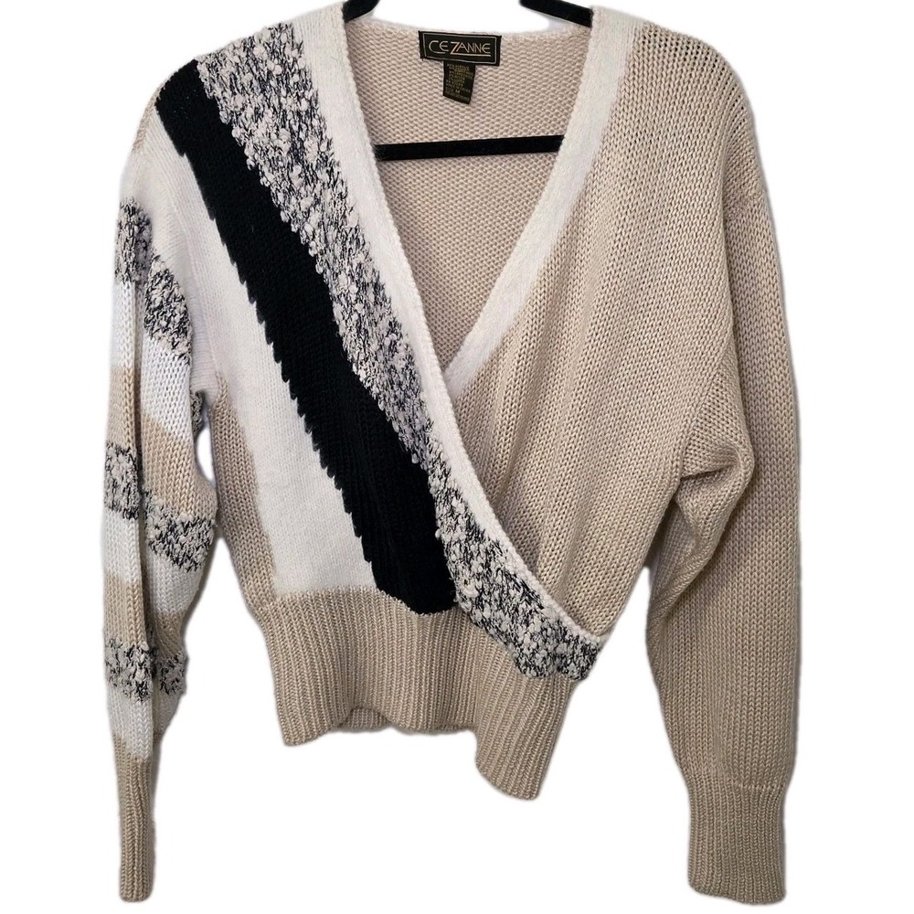Cezanne Knit Surplice Wrap Sweater Womens Medium Angora Blend‎